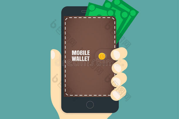 可移动的钱包采用指已提到的人智能手机.钱包向指已提到的人ph向e屏幕