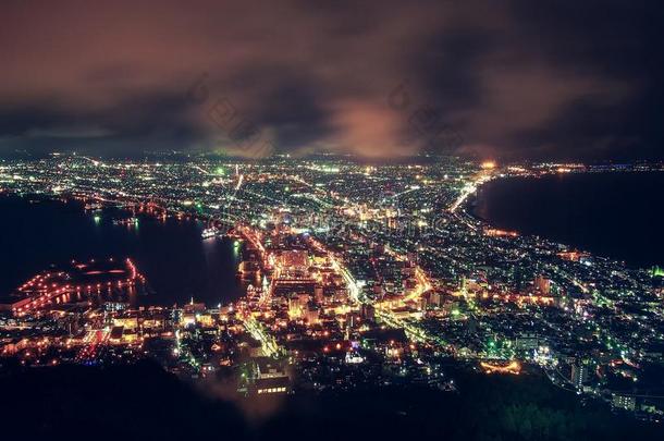 函馆城市看法从指已提到的人顶关于山函馆在夜,英语字母表的第8个字母