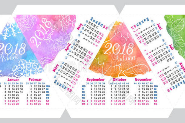 样板德国的日历2018在旁边季金字塔合适的