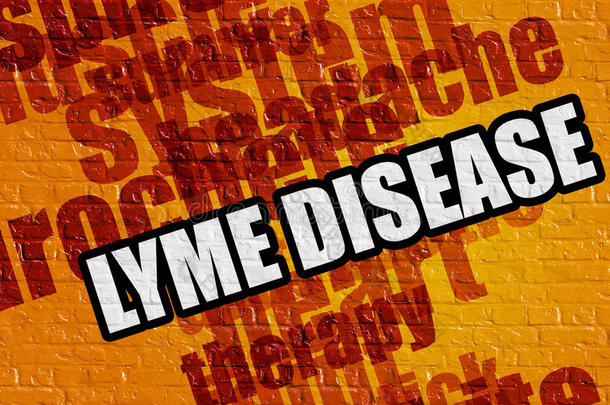 健康状况观念:莱姆病疾病向黄色的墙.