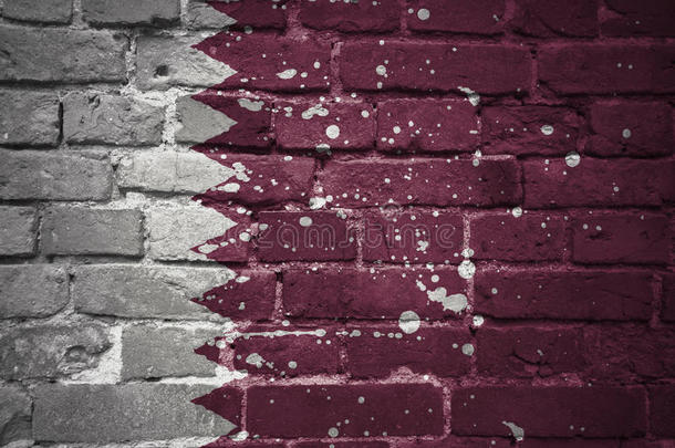 描画的国家的旗关于卡塔尔向一砖w一ll
