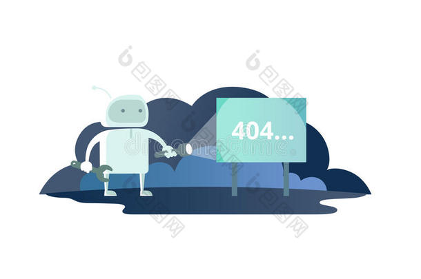 夜机器人和手电筒采用空间广告牌<strong>404</strong>错误.漂亮的我