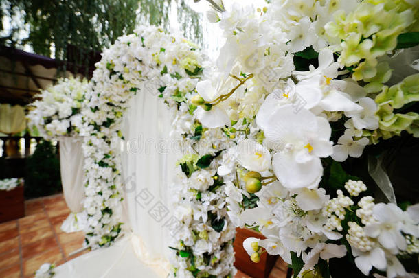 婚礼弓形关于白色的兰花和玫瑰