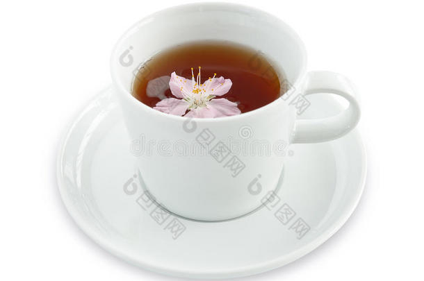 茶水采用一杯子和樱桃花