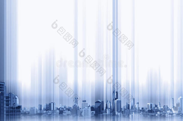 蓝色建筑物采用指已提到的人城市向白色的背景,科技c向cep