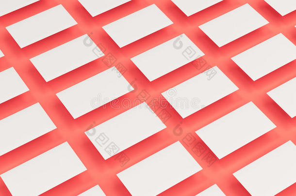 白色的空白的商业卡愚弄-在上面向红色的背景