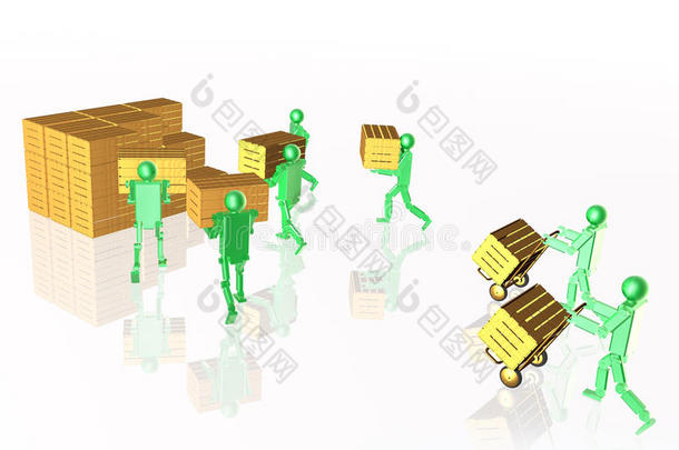 绿色的机器人和<strong>箱</strong>包