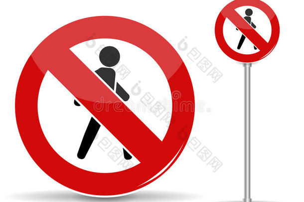 路符号步行者交通是（be的三单形式禁止.红色的圆和克罗
