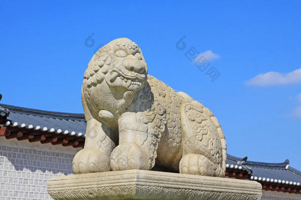 朝鲜首尔景福宫宫合池雕像