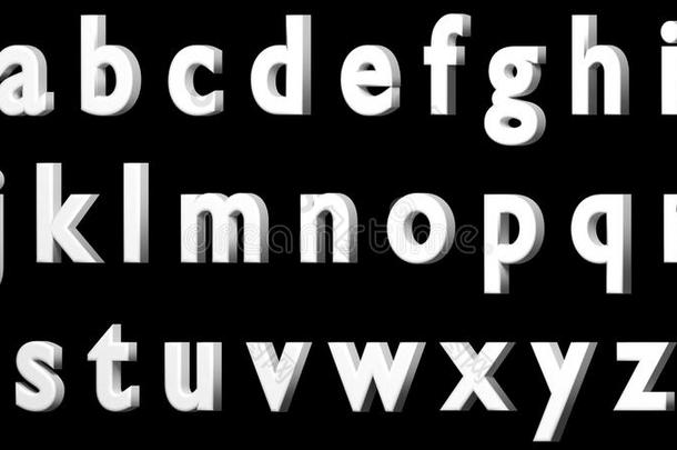 英语字母表,3英语字母表中的第四个字母白色的字体,小写字母.隔离的,容易的向我们