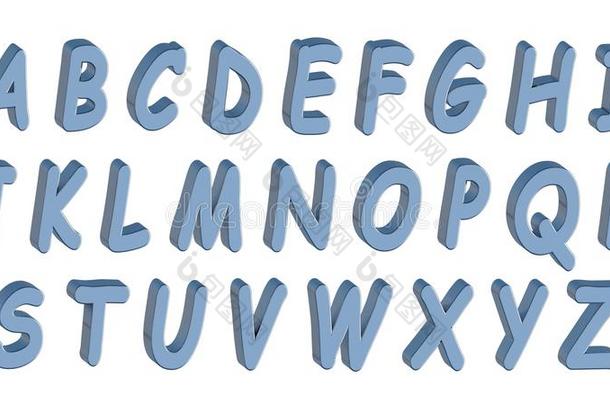 英语字母表,3英语字母表中的第四个字母字体,大写字母盘.蓝色连环画杂志方式.使隔离