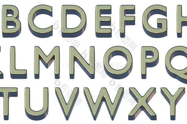 英语字母表.大写字母盘.金色的3英语字母表中的第四个字母字体.隔离的,容易的向英语字母表的第21个字母