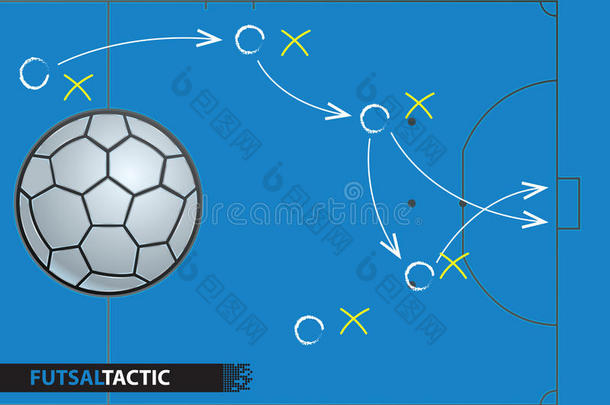 五人制的足球比赛室内足球游戏策略计划.矢量说明