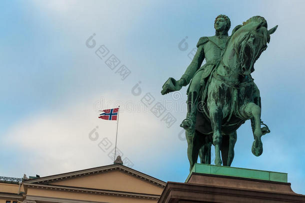 指已提到的人骑马的雕像关于国王卡尔num.罗马数字14,奥斯陆,挪威.
