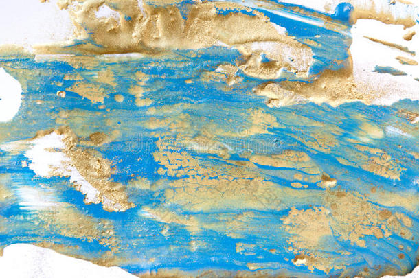 蓝色和金液体质地.H和疲惫的大理石<strong>花纹背景</strong>.采用