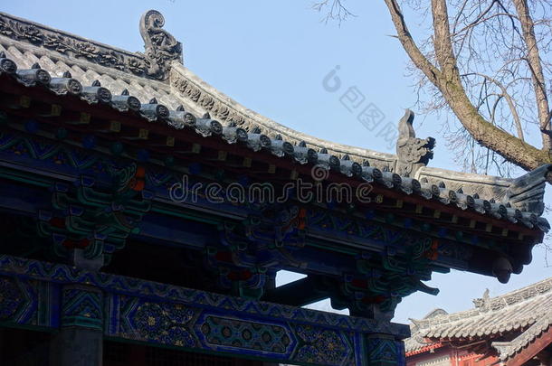 传统的建筑物在新少林寺庙