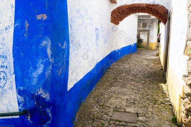 迷人的大街关于老的城镇奥比杜什采用<strong>葡萄牙</strong>,艺术的皮图尔