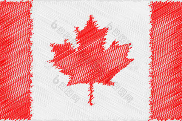 旗加拿大人的铅笔绘画矢量说明.矢量旗.英语字母表的第21个字母