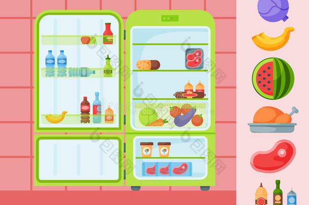冰箱有机的食物厨房用具家庭器具电冰箱一