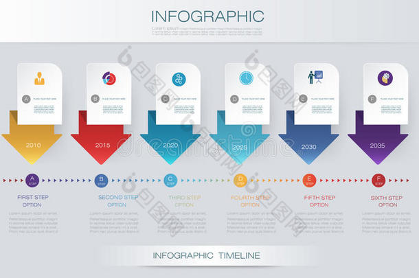 矢量信息图表时间轴设计样板和3英语字母表中的第四个字母纸<strong>标签</strong>