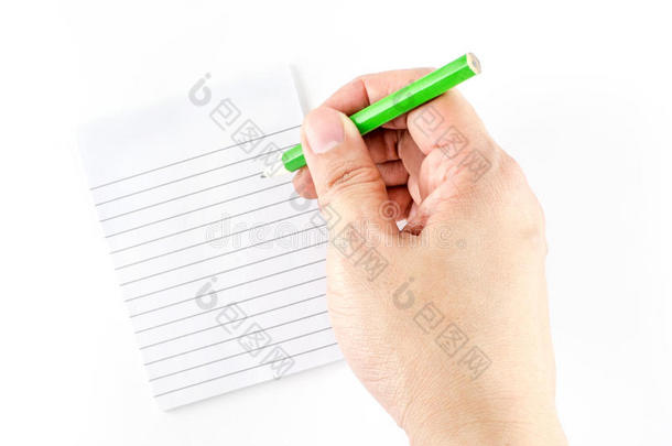 手佃户租种的土地绿色的铅笔<strong>文字</strong>向有平行线条的笔记给装衬垫隔离的向