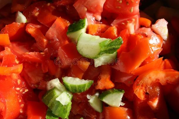 沙拉关于番茄和黄瓜采用一pl一te