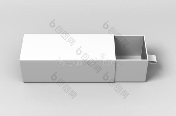 现实的包装空白的白色的卡纸板滑行的盒向灰色的背