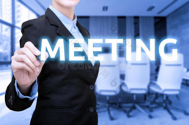 商业女人文字会议单词和污迹会议房间