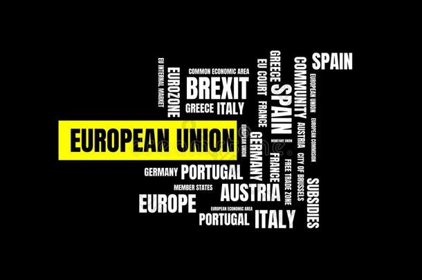 欧洲的同盟-影像和字合伙和指已提到的人主题欧元