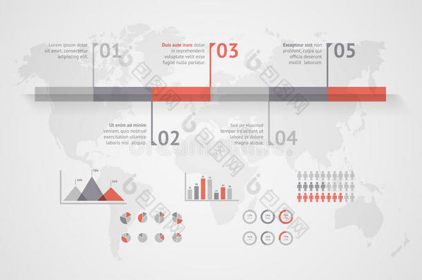 时间轴矢量信息图.世界地图