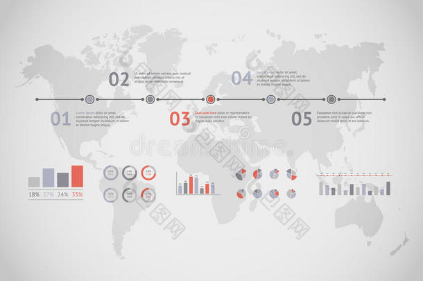 时间轴矢量信息图.世界地图