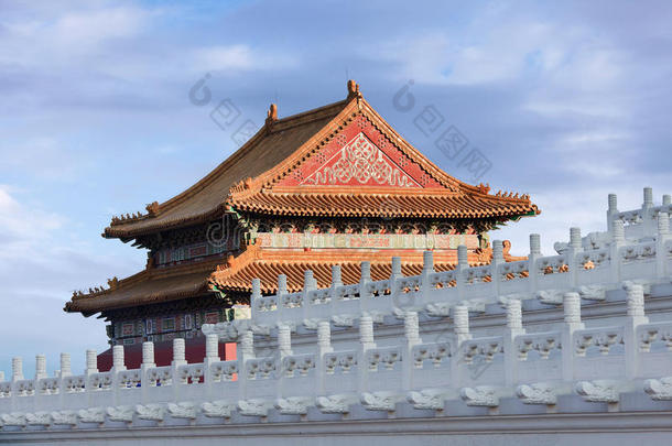 宫博物馆屋顶在黎明,北京,中国