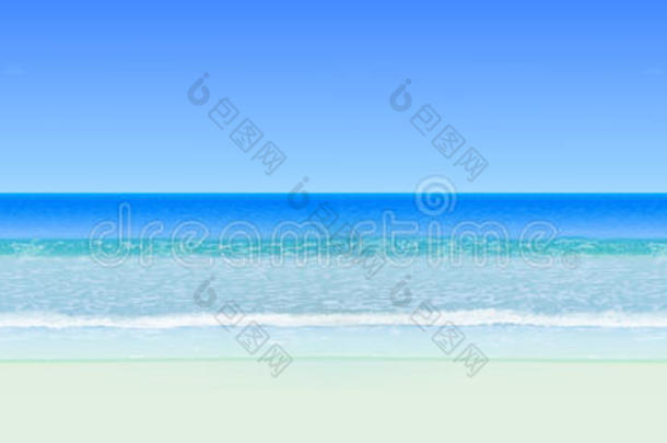 现实的矢量海景画.海洋和地平线和海滩.horizontal水平的