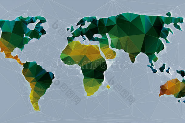 三角形<strong>世界地图</strong>矢量说明.按固定的传统风格处理某事物<strong>世界地图</strong>,technique技术