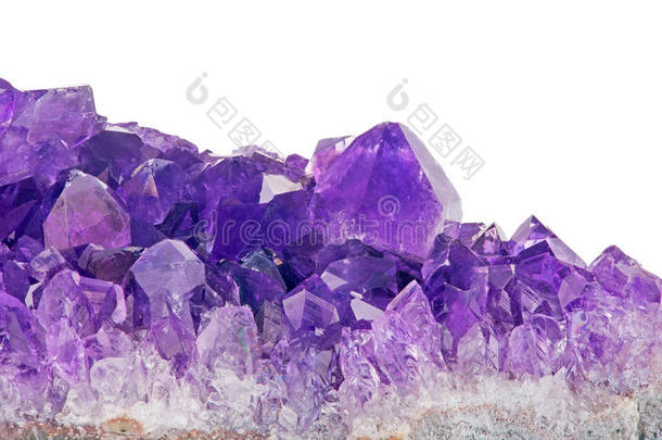 丁香花属紫蓝色宝石水晶关-在上面向白色的