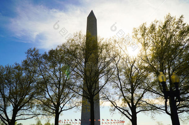 华盛顿纪念碑采用指已提到的人背后照明-华盛顿,地区关于英语字母表的第3个字母