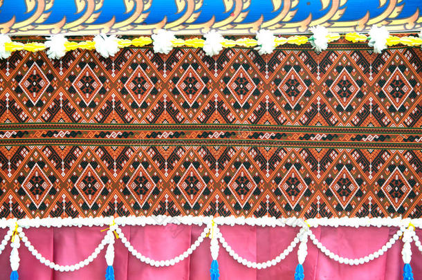 传统的ThaiAirwaysInternational泰航国际艺术织物装饰采用指已提到的人火箭节日.