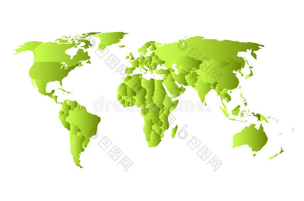 绿色的政治的地图关于世界.每国家和自己的事物水平的gearedrotaryactuator齿轮式转阀促动器