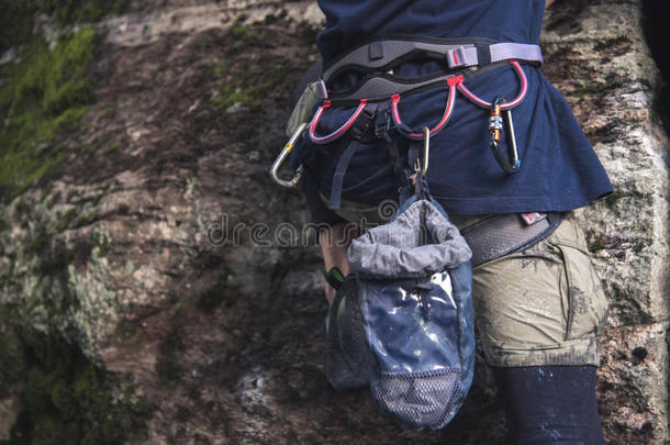 关-在上面关于一股登山者和设备向一腰带,st一nds向