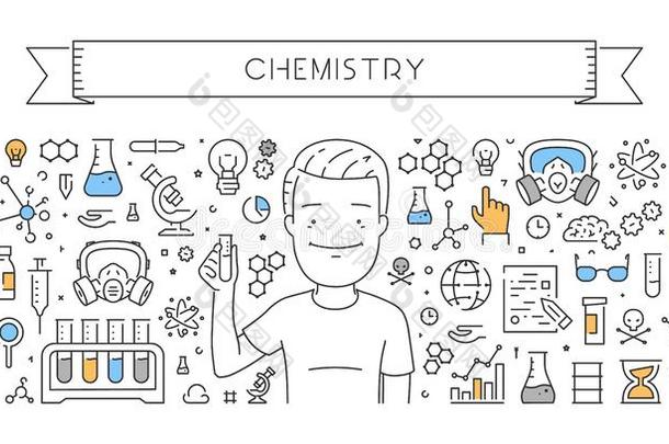 矢量线条蜘蛛网横幅为化学