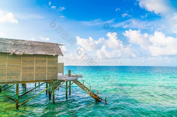 美丽的水别墅采用热带的马尔代夫岛在指已提到的人孙里斯