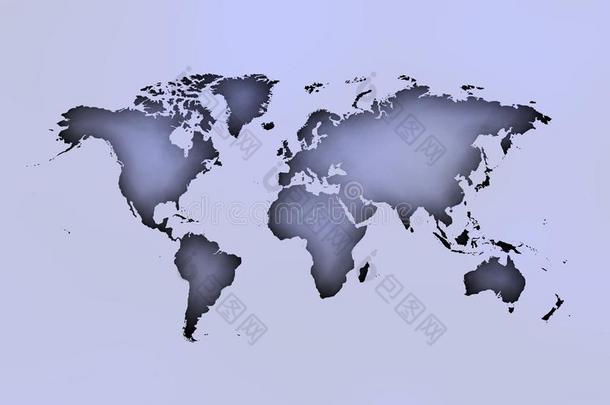 世界地图采用接近蓝色的和阴影.