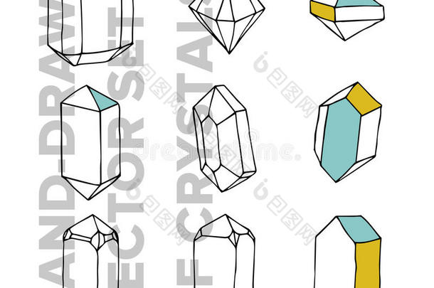 时尚手-疲惫的放置关于水晶和几何学的石头