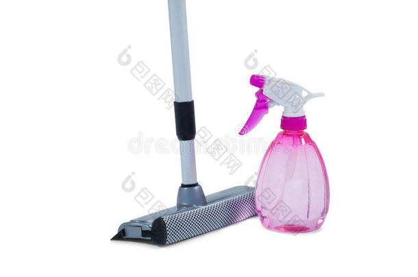 橡胶扫帚用拖把拖和清洁喷瓶子