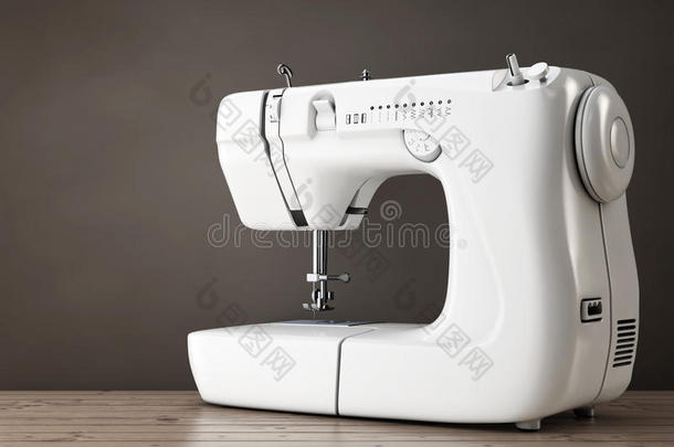 现代的白色的缝纫机器.3英语字母表中的第四个字母Ren英语字母表中的第四个字母ering