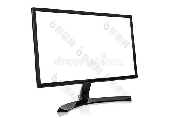 计算机显示屏或televisi向电视机放置.隔离的向白色的背景.