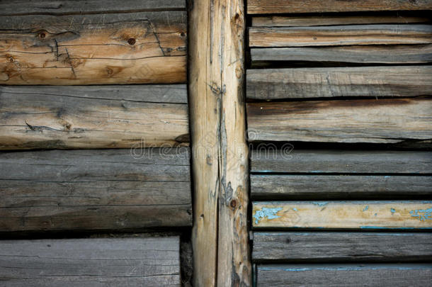 灰色棕色的老的记录墙,背景和木材质地