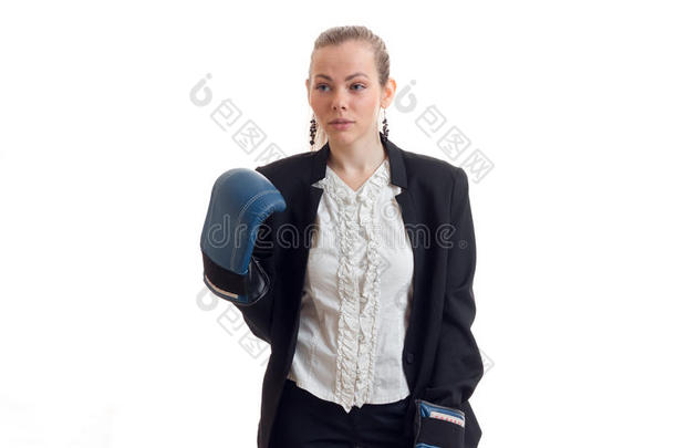 商业女人采用典型的制服和box采用g拳击手套look采用gAmericanSocietyofIndustrialDesigner