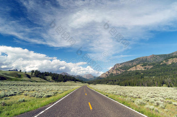 敞开的路山背景旅行两个小路沥青质原料公路