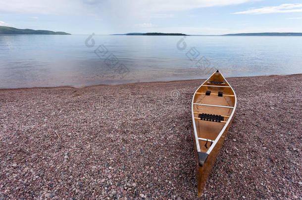 湖较高的安大略湖加拿大独木舟水风景